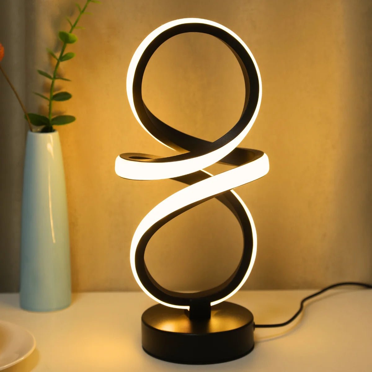 Lampe de Table LED Spirale Créative pour Déco Moderne