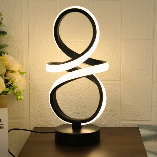Lampe de Table LED Spirale Créative pour Déco Moderne